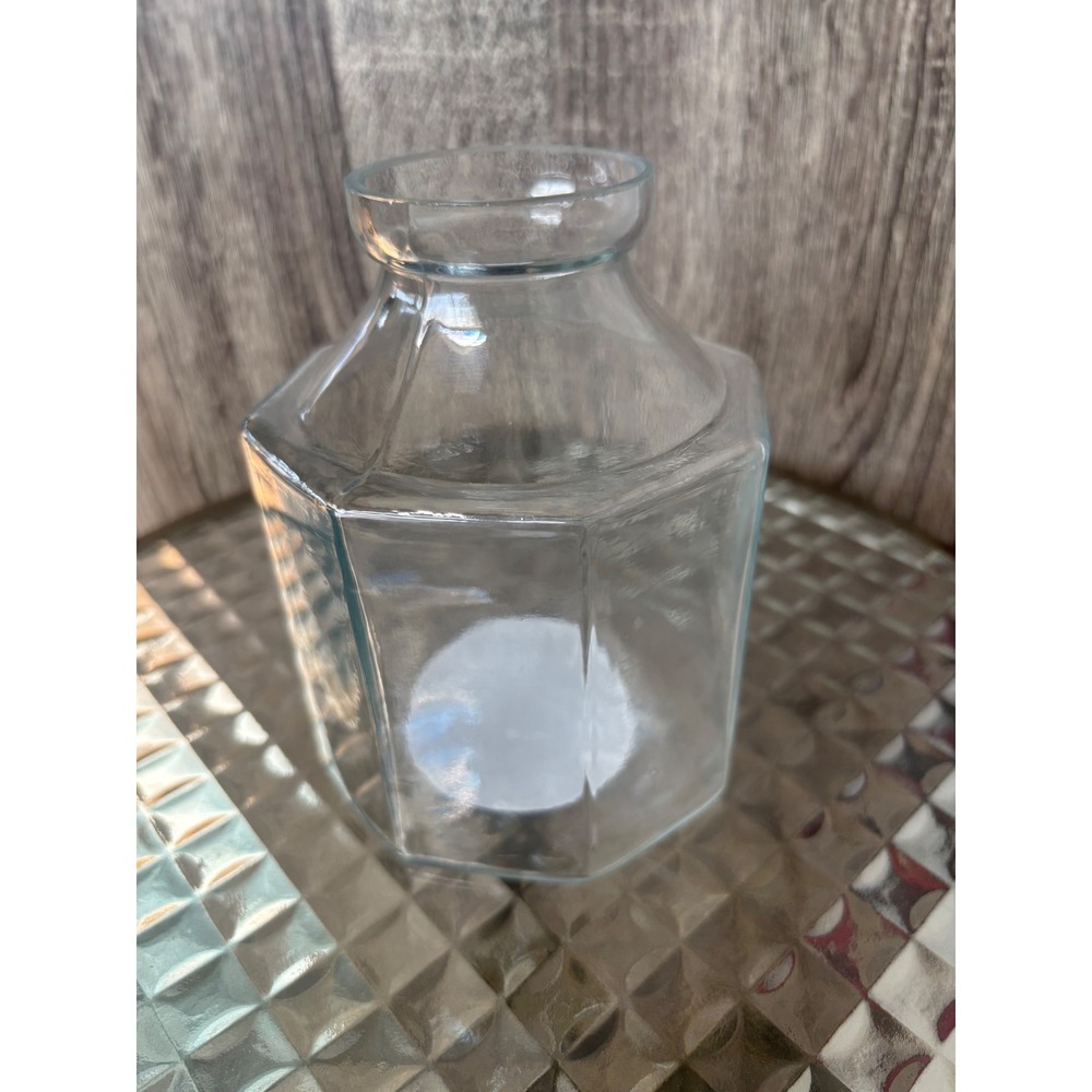 Octagonal Clear Glass Bottle Vase - Hearth & Hand with Magnolia - NEW - Picture 2 of 7